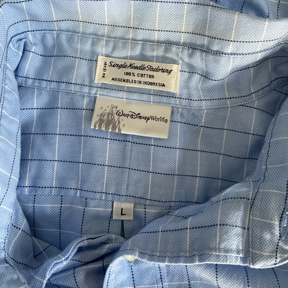 Walt Disney World Embroidered Mickey Mouse Blue Button Down Shirt Large - Picture 5 of 6